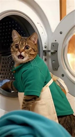 Cat Gets OVERWHELMED Doing Laundry!