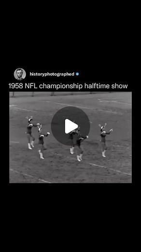 History Photographed on Instagram: "The 1958 NFL Championship Game, often celebrated as “The Greatest Game Ever Played,” was a pivotal moment in NFL history but did not feature the kind of elaborate halftime entertainment commonly associated with today’s Super Bowl halftime shows. During this era, halftime shows in the NFL were generally more modest, often featuring marching bands or drill teams."