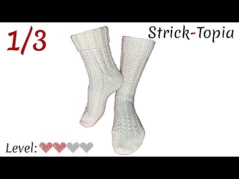 Socken mit Überzug-Zöpfchen Muster stricken leicht gemacht - Video 1/3 - Bündchen & Schaft