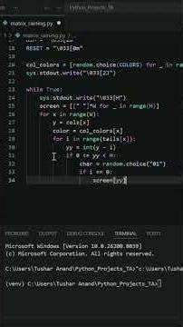 Colorful Matrix Rain in Python 💻🔥 |Terminal Animation#coding #python #pythonprogramming #programming
