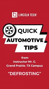A vital part of staying safe on the roads is keeping your front and back windows clear. Thank you to our instructor, Mr. G from our Grand Prairie, TX campus, for giving us some tips! #LincolnTech #Automotive #CarTips #Winter #Defrost #Windshield | Lincoln Tech | Facebook