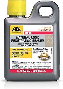 FILA Solvent Based Sealer MP90 1 Pt. Sealer ideal for Granite Countertops, Natural Stone, Polished Porcelain and Marbles, Natural Look, Water Repellent.