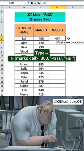 Oves Sayyed on Instagram: "Use of IF Function For Student Results . . #excel #formula #shortcut . . #excel #exceltips #excelhacks #exceltricks"