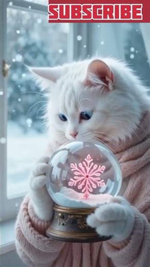 white fluffy cat enjoying snow with snow bal#shorts#shortvideo#short#viral#viralvideo#funny#cat#fyp
