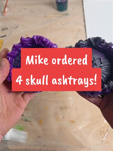 Mike ordered 4 skull ashtrays #resinart #custommade #glow
