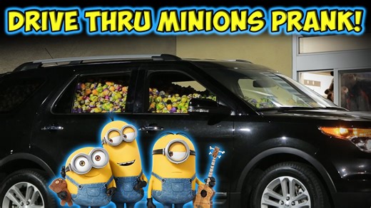A minion car appears at the drive thru