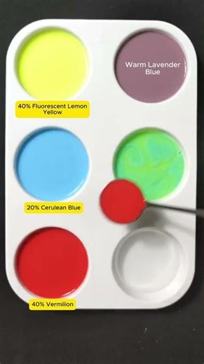 Create 3 colors from 3 colors Fluorescent Lemon Yellow + Cerulean Blue + Vermilion#mix #asmr