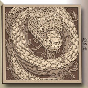 Snake Multilayer SVG/ Snake Laser Cut File/ 3D Layer/ Plywood Cutting/ Paper Cutting/ SVG File/ 3D Mandala Plywood - Etsy