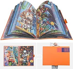 HXMARS Puzzle Storage Folder for 1000-Pieces: Large Capacity Jigsaw Puzzles Organizer Portable with 10 Pockets, Dustproof & Protective Puzzle Accessory Orange