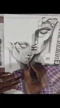 Abstract Geometrical Faces | Charcoal Drawing for Beginners | Step - By - Step Tutorial