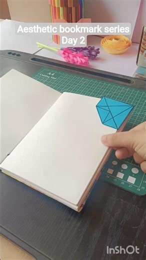 aesthetic bookmark series !!! materials - 1 blue colour paper 2 black pen 3 ruler