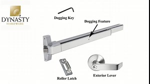 Dynasty Hardware Push Bar Panic Exit Device for Emergency Exit Doors Painted Aluminum, with Exterior Lever Handle