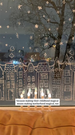 Cassandra Evans (Sunny) // Folk Living on Instagram: "I do it for them… but I also do it for me. Life is just more fun with a little magic sprinkled in🎄❄️✨ Happy winter, friends ♥️ Also, I did this with just a chalk marker and a free template I found. If you want the link to it, just comment “link” ♥️❄️✨"