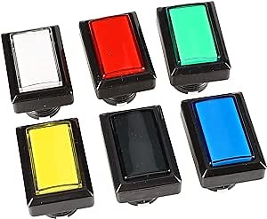EG STARTS 6X Arcade Rectangle LED Push Buttons Switch for Arcade Machine Games Mame Jamma Parts 12V