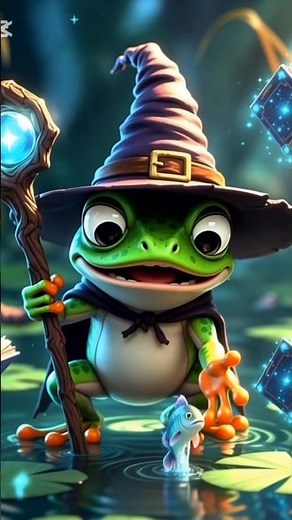 "Tiny Wizard Frog Casting a Cute Spell!"