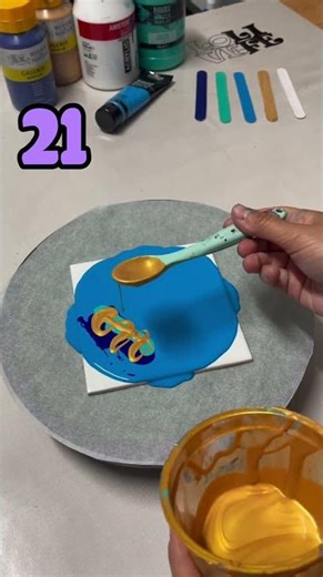 March Challenge Day 21 | FUN Color Combination Acrylic Pour | Fluid Art with Cells by MarjoleinART