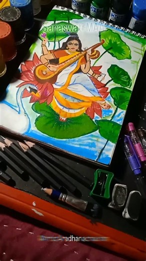 #SaraswatiMata #SaraswatiPuja #ArtOfIndia #DevotionalArt #DrawingDaily #DomsIndia