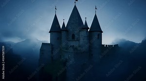 Enter realm fantasy otherworldly castle standing silently impenetrable fog existing void nothingness exploring dark mysterious corners imagination corner hanging evacuated magic background game