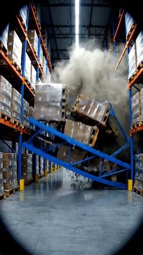 Massive Warehouse Pallet Collapse! ⚠️🏭