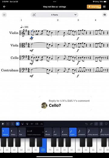 Replying to @✞♪It’s.Sid!♪✞ heres the strings versions #fypシ゚viral #fypシ #music #thesaxguyjosh #saxophone🎷 #saxophone #muscians #muciansoftiktok #fypage #fyppppppppppppppppppppppp #foryou #foryoupage #notes #sheetmusic #band #drake #drakevskendrick #theynotlikeus #orchestra #violin #viola #chello #bass