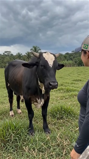Ela jura que ele é mansinho...! 🐂🔥 Você teria essa coragem? #fazenda #agro #fypシ #roça #pov