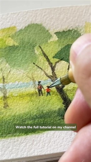 Nothing better than a chill afternoon in a cosy park 🌳 #watercolortutorial #trees #tinyart