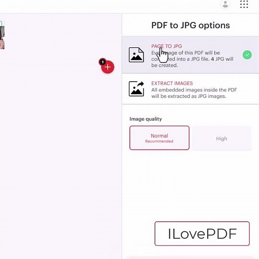 Converting PDF to JPG using ILovePDF