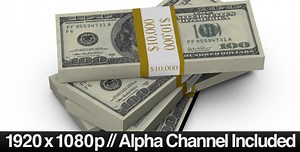 $100 Bills Fall into a Stack   ALPHA Channel