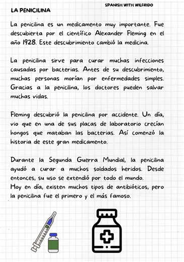 This is the audioclip for the Penicilin text. | Spanish with Wilfrido