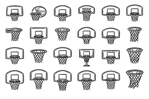Basketball Net SVG Bundle – 24 Unique Hoop Icons, Bold Outline Line Art, White Background, Sports Clipart, Cricut Silhouette Cut Files - Etsy