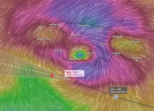 1.2K views | Where is #Beryl's center? Depends on which model initialization you ask. ECMWF says it's just north of NHC's position, but not on land. GFS says it's just west of that. ICON says it's over Jamaica. NHC's position is probably close to ground truth, but with Jamaica's radar out, and few weather stations, it's hard to know. | WeatherMatrix | Facebook