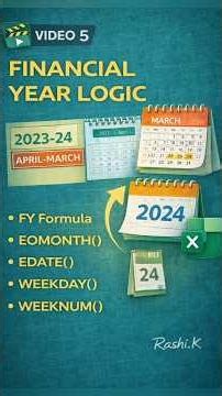 Financial Year logic made simple using Excel date formulas 📊FY | EOMONTH | EDATE |#excel #exceltips