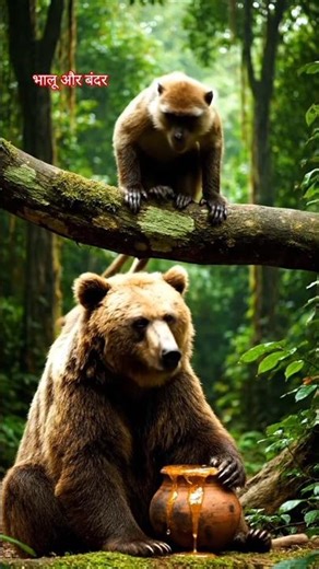 शहद खाता भालू 🐒🌿shahd khata bhalu#monkey #trending #viral #funny #shortvideo #@jay-n34