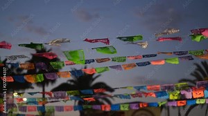 Traditional Mexican papel picado or cut paper used during holidays and festivals