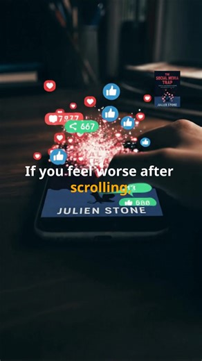 If you feel worse after scrolling, congrats, it’s doing its job. Unfollow ONE account that makes you feel like crap. Follow ONE that makes you calmer or smarter. Comment CURATE when you did it, and follow if you want your brain back. The Social Media Trap by Julien Stone is on Amazon now. #TheSocialMediaTrap #JulienStone #DigitalWellness #Doomscrolling #PhoneAddiction