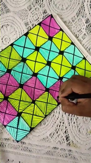 Colorful geometric pattern art ✨🖍️#art#pattern #geometric #colorful#diy#creative#shorts#reels #easy