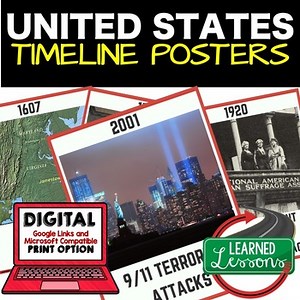 United States Timeline Posters and Activity Pages Print and Google