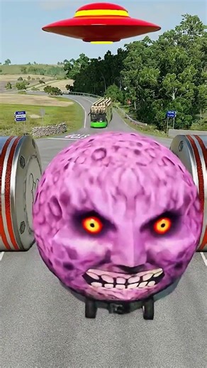 Long Colourful Capsule Buses vs Hydraulic red vintage UFO BeamNG.drive