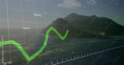 Thick green line appearing lower-left and tracing series across coastal grid, showing trends