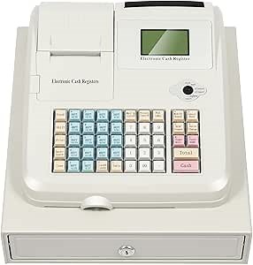 Commercial Cash Register 48 Keys LED Display Electronic Cashier Cash with Lock Cash Drawer Box Electronic POS Systems for Supermarkets, Restaurants and Retail