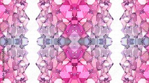 Abstract waving 3D red blue polygonal grid or mesh of pulsating geometric objects. Use as abstract cyberspace. Geometric vibrating environment or pulsating low poly background. V1