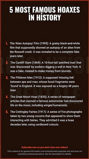 5 Most Famous Hoaxes in History\n\nThe 'Alien Autopsy' Film (1995): A gr...