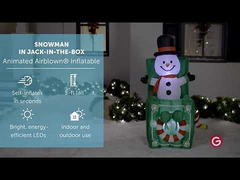 SNOWMAN IN JACK-IN-THE-BOX Animated Airblown® Inflatable