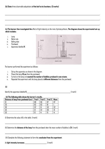 Grade 9 Integrated Science Paper 2 Opener Term 2 2026 Exam with Marking Scheme