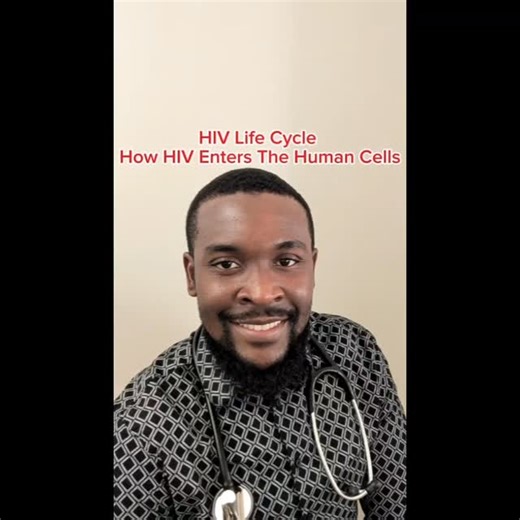 Ikechukwu Nwosu FNP, AAHIVS on Instagram: "HIV Life Cycle: How HIV Enters Human Cells This video breaks down the 7 key stages of the HIV life cycle—showing exactly how HIV infects human immune cells (CD4 cells) and makes copies of itself: 1️⃣ Attachment – HIV attaches to the CD4 receptor and co-receptors (CCR5/CXCR4) on the human cell 2️⃣ Fusion – The virus fuses with the cell membrane and enters the cell 3️⃣ Reverse Transcription – HIV converts its RNA into DNA using reverse transcriptase 4️⃣ I