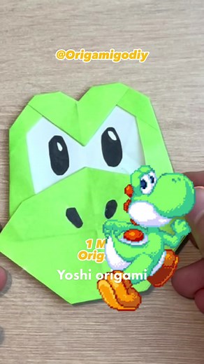 1 min origami, this time Yoshi origami fron super mario brothers 2 #yoshi #origami #yoshiorigami #origamigame #origamimario #1minorigami #origamigodiy #diy