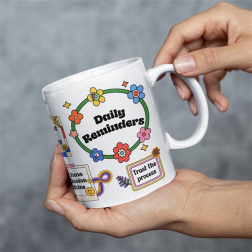 Retro Affirmation Mug | Daily Reminders, Positive Vibes, Encouragement Coffee Cup - Etsy