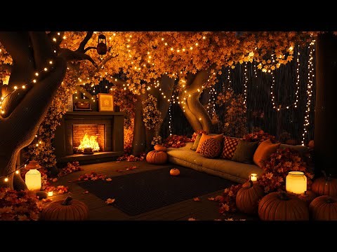 Magical Cozy Autumn Ambience | Fireplace Crackle, Soft Rain & Enchanted Fall Vibes 🍁