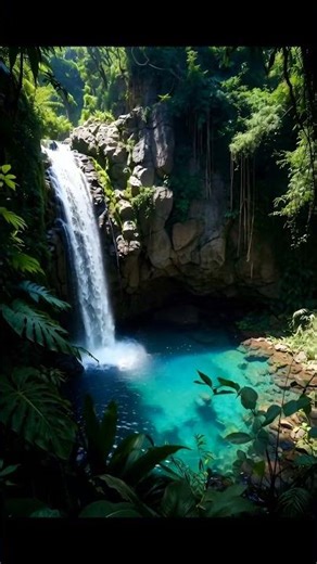 Hidden Jungle Waterfall Pool 🌿💦 | Secret Tropical Paradise & Deep Relaxation in 8K