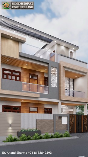 32x54 House Design 3D Animation #houseanimation #front_elevation #housedesign | Dimensional Engineering